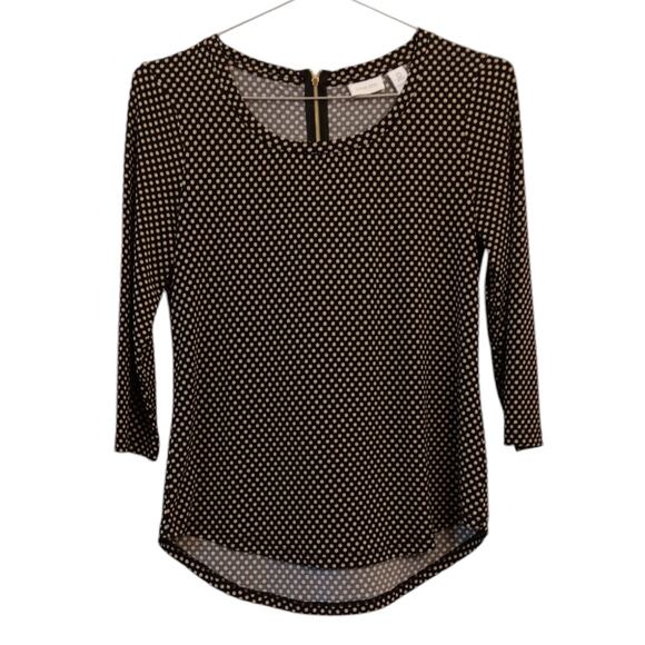 CHICO'S 0 Slinky Top Blouse S/4 Zip Back Polka Dots Office Career Travel Work - Picture 8 of 8
